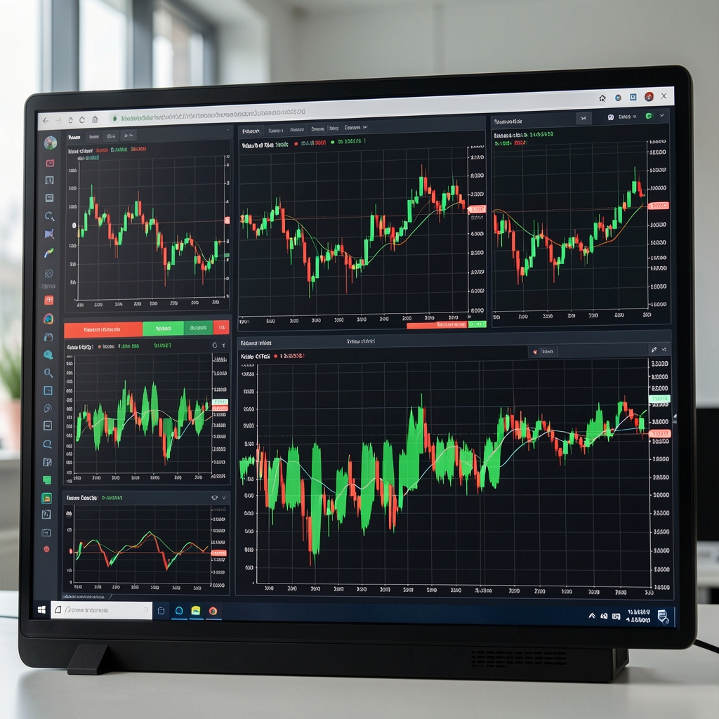 Kırmızı ve yeşil renkli risk ölçüm göstergeleri, volatilite bandı ve Value at Risk çizgisini gösteren çok panelli finansal analiz ekranı